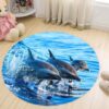 Dolphin Family Round Carpet Floor Rug Living Room Bedroom Decor Round Area Rug Carpet