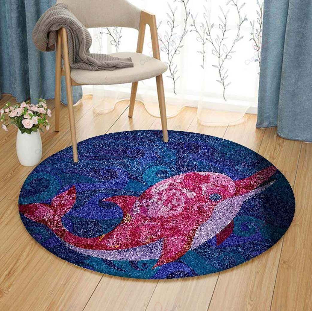 Dolphin Round Carpet Floor Rug Living Room Bedroom Decor Round Area Rug Carpet Dolphin Round Carpet Floor Rug Living Room Bedroom Decor Round Area Rug Carpet