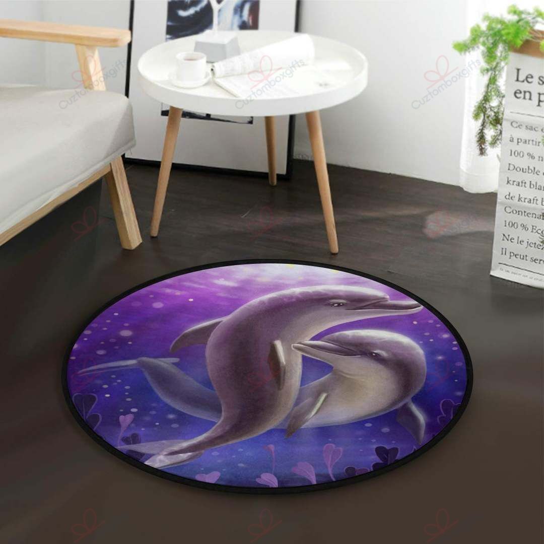 Dolphin Round Carpet Floor Rug Living Room Bedroom Decor Round Area Rug Carpet Dolphin Round Carpet Floor Rug Living Room Bedroom Decor Round Area Rug Carpet