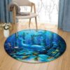 Dolphin In Ocean Round Carpet Floor Rug Living Room Bedroom Decor Round Area Rug Carpet