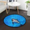 Dolphin In Ocean Round Carpet Floor Rug Living Room Bedroom Decor Round Area Rug Carpet