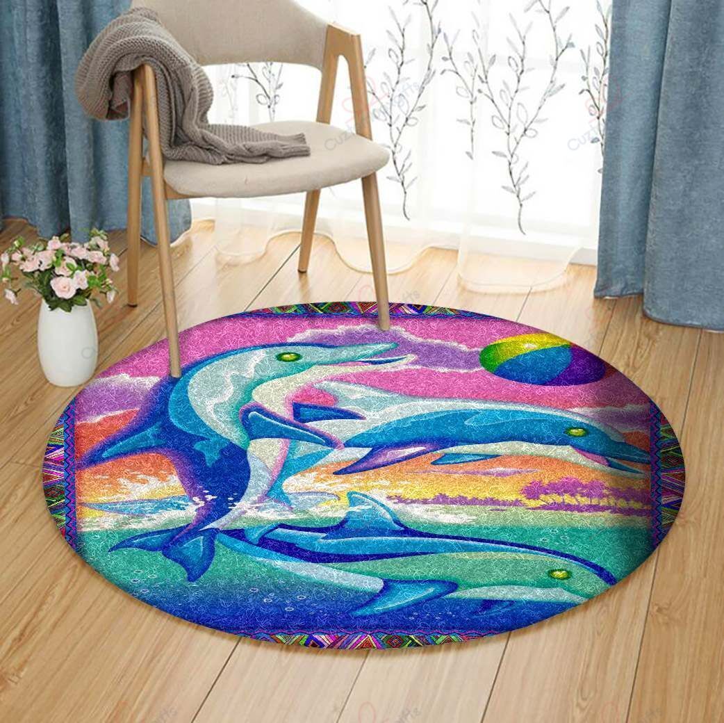 Dolphin Painting 2 Round Carpet Floor Rug Living Room Bedroom Decor Round Area Rug Carpet Dolphin Painting 2 Round Carpet Floor Rug Living Room Bedroom Decor Round Area Rug Carpet
