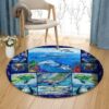 Dolphin Painting 3 Round Carpet Floor Rug Living Room Bedroom Decor Round Area Rug Carpet