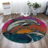 Dolphin Painting 5 Round Carpet Floor Rug Living Room Bedroom Decor Round Area Rug Carpet
