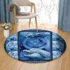 Dolphin Pattern 2 Round Carpet Floor Rug Living Room Bedroom Decor Round Area Rug Carpet