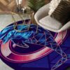 Dolphin Pattern Round Carpet Floor Rug Living Room Bedroom Decor Round Area Rug Carpet