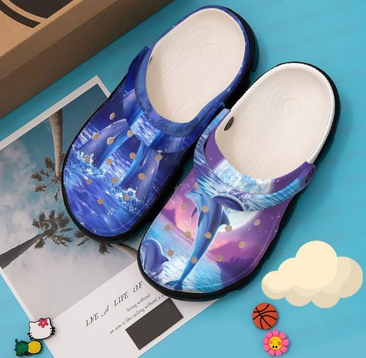Dolphin Personalize Clog Custom Crocs Clog On Sandal Fashion Style Comfortable For Women Men Kid Dolphin Personalize Clog Custom Crocs Clog On Sandal Fashion Style Comfortable For Women Men Kid