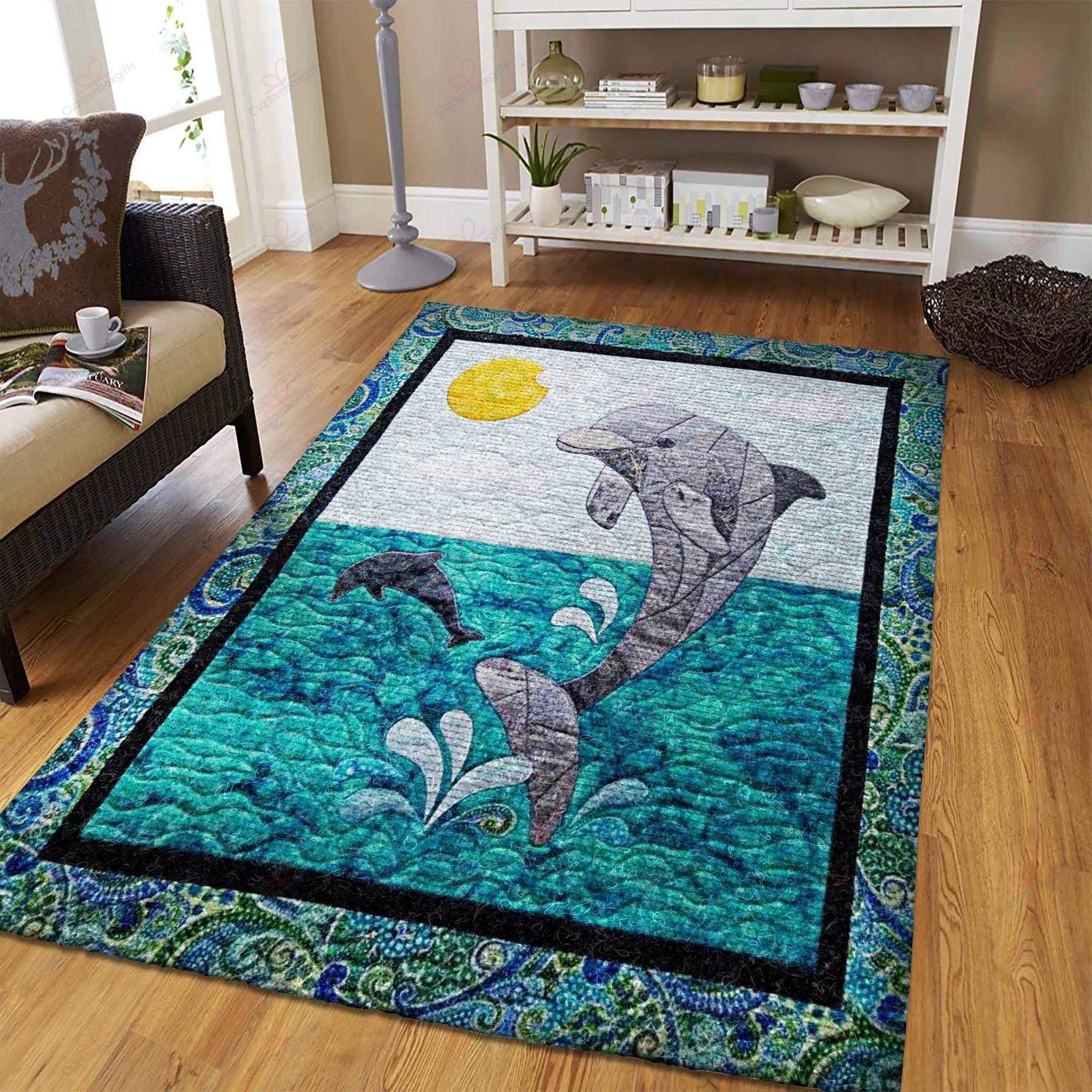 Dolphin Playing Rug Sport Decor Gift Floor Decor Living Room Carpet Rug Area Rug - e72fdeb3f4de Dolphin Playing Rug Sport Decor Gift Floor Decor Living Room Carpet Rug Area Rug - e72fdeb3f4de