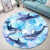 Dolphin Playing Round Carpet Floor Rug Living Room Bedroom Decor Round Area Rug Carpet
