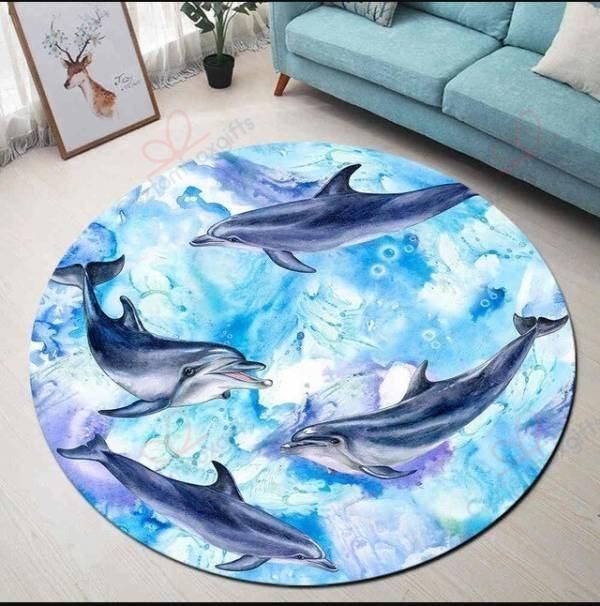 Dolphin Playing Round Carpet Floor Rug Living Room Bedroom Decor Round Area Rug Carpet Dolphin Playing Round Carpet Floor Rug Living Room Bedroom Decor Round Area Rug Carpet