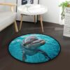 Dolphin Playing In The Water Round Carpet Floor Rug Living Room Bedroom Decor Round Area Rug Carpet
