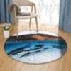 Dolphin Swimming Round Carpet Floor Rug Living Room Bedroom Decor Round Area Rug Carpet