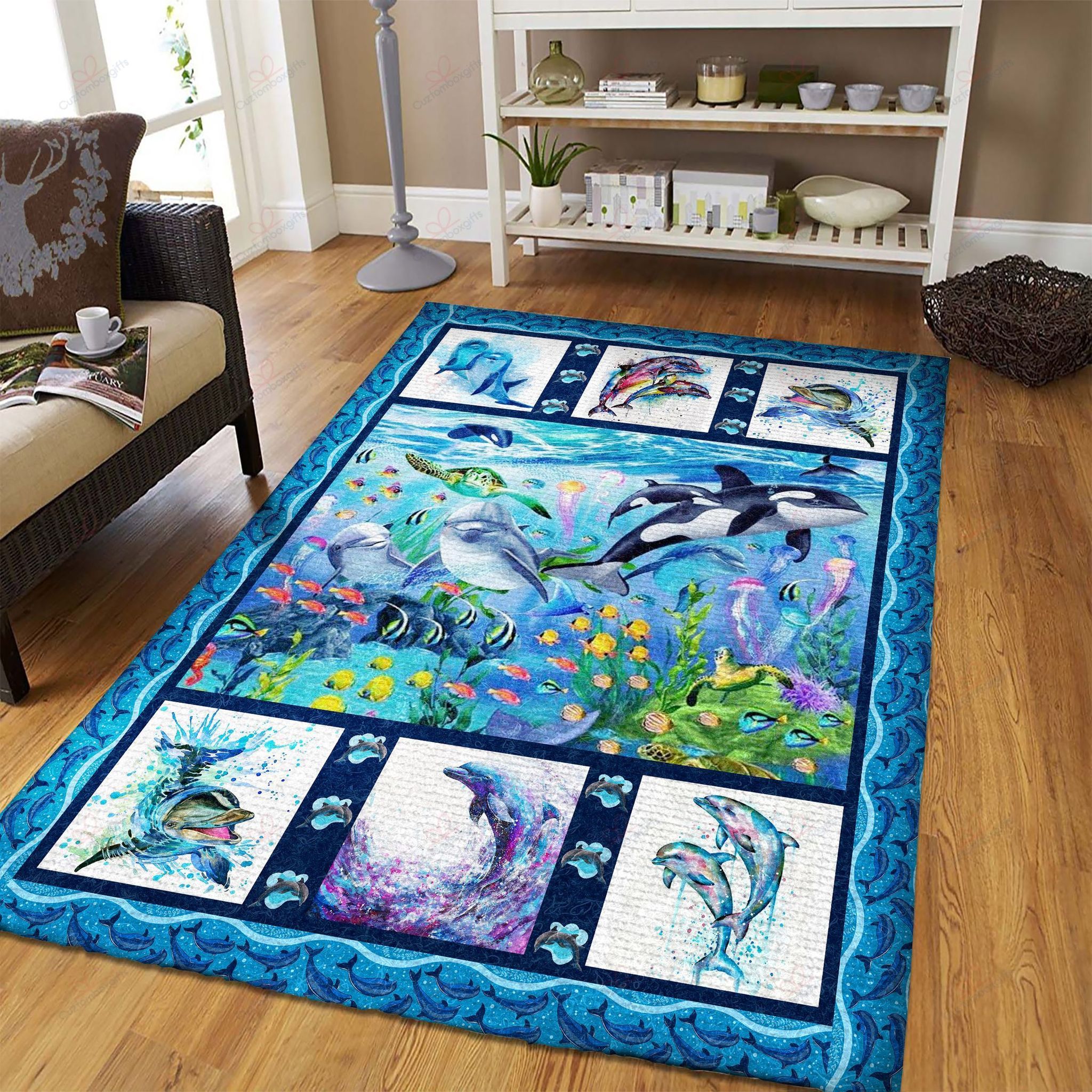 Dolphin Under The Sea Rug Sport Decor Gift Floor Decor Living Room Carpet Rug Area Rug - 48d600c92347 Dolphin Under The Sea Rug Sport Decor Gift Floor Decor Living Room Carpet Rug Area Rug - 48d600c92347
