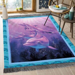 Dolphins Are Playing Together Rug Sport Decor Gift Floor Decor Living Room Carpet Rug Area Rug - f34e85a2ca96
