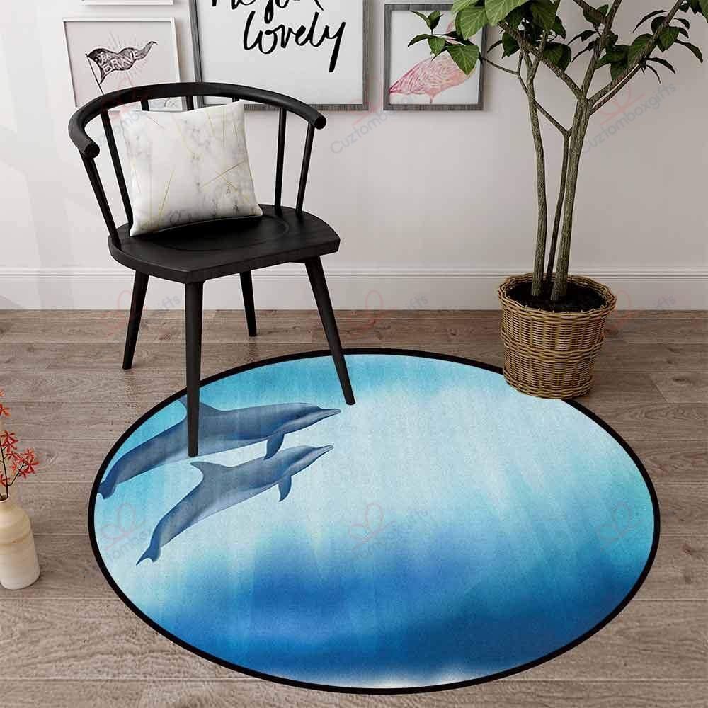 Dolphins Couple Round Carpet Floor Rug Living Room Bedroom Decor Round Area Rug Carpet Dolphins Couple Round Carpet Floor Rug Living Room Bedroom Decor Round Area Rug Carpet