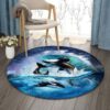 Dolphins Round Carpet Floor Rug Living Room Bedroom Decor Round Area Rug Carpet