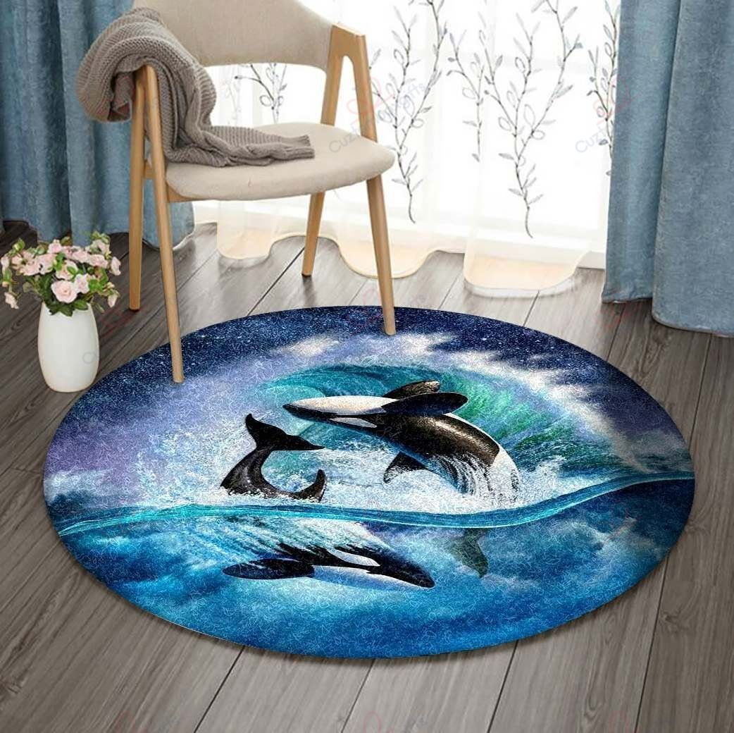 Dolphins Round Carpet Floor Rug Living Room Bedroom Decor Round Area Rug Carpet Dolphins Round Carpet Floor Rug Living Room Bedroom Decor Round Area Rug Carpet