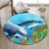 Dolphins Round Carpet Floor Rug Living Room Bedroom Decor Round Area Rug Carpet