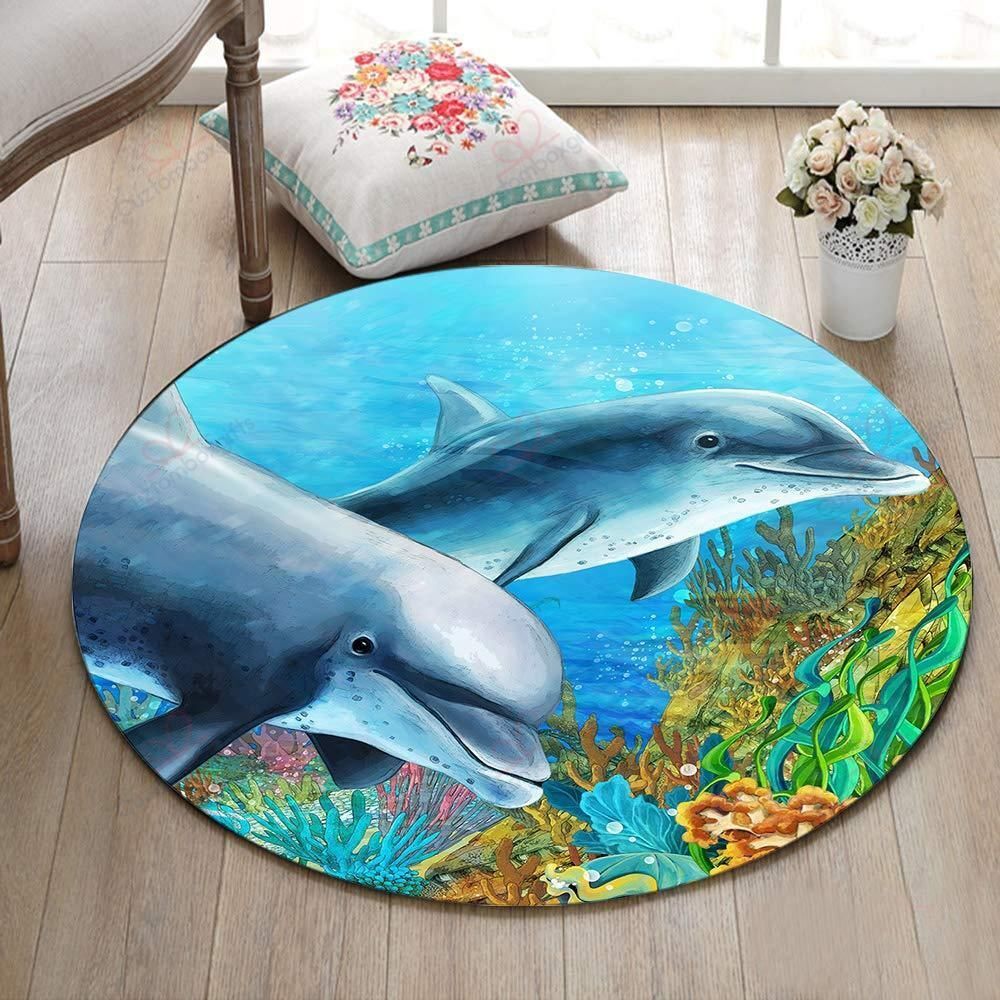 Dolphins Round Carpet Floor Rug Living Room Bedroom Decor Round Area Rug Carpet Dolphins Round Carpet Floor Rug Living Room Bedroom Decor Round Area Rug Carpet