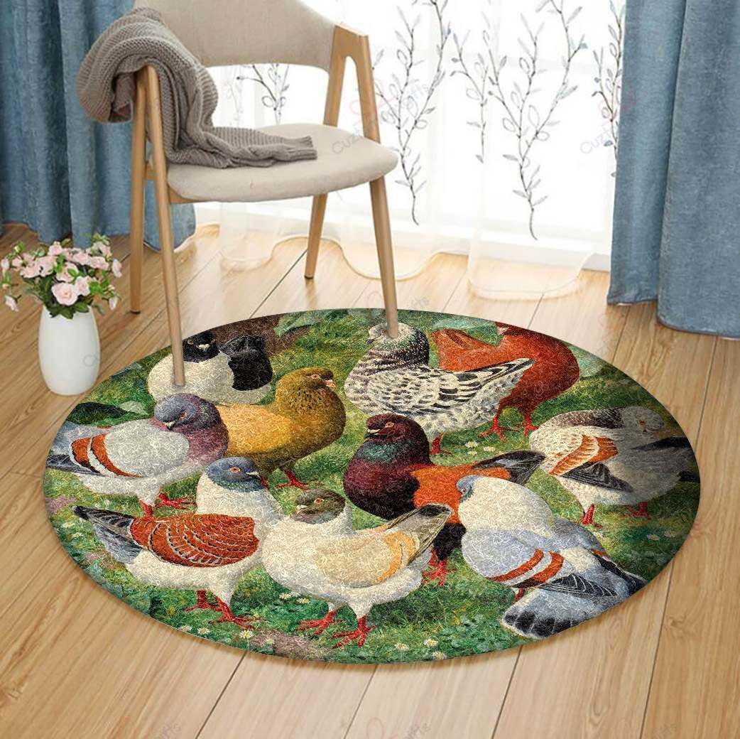 Domestic Pigeon Round Carpet Floor Rug Living Room Bedroom Decor Round Area Rug Carpet Domestic Pigeon Round Carpet Floor Rug Living Room Bedroom Decor Round Area Rug Carpet