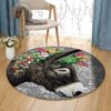 Donkey Flowers Round Carpet Floor Rug Living Room Bedroom Decor Round Area Rug Carpet