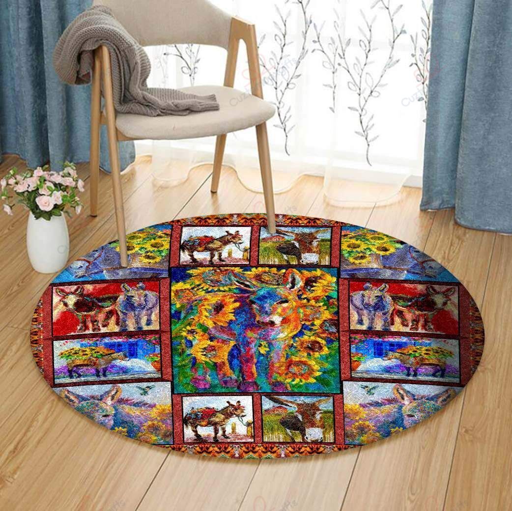 Donkey Painting Round Carpet Floor Rug Living Room Bedroom Decor Round Area Rug Carpet Donkey Painting Round Carpet Floor Rug Living Room Bedroom Decor Round Area Rug Carpet