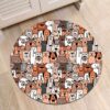 Doodle Dogs And Cats Round Carpet Floor Rug Living Room Bedroom Decor Round Area Rug Carpet