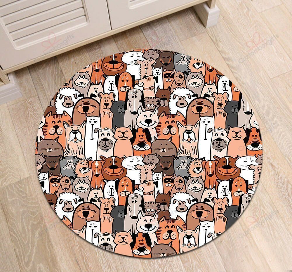 Doodle Dogs And Cats Round Carpet Floor Rug Living Room Bedroom Decor Round Area Rug Carpet Doodle Dogs And Cats Round Carpet Floor Rug Living Room Bedroom Decor Round Area Rug Carpet