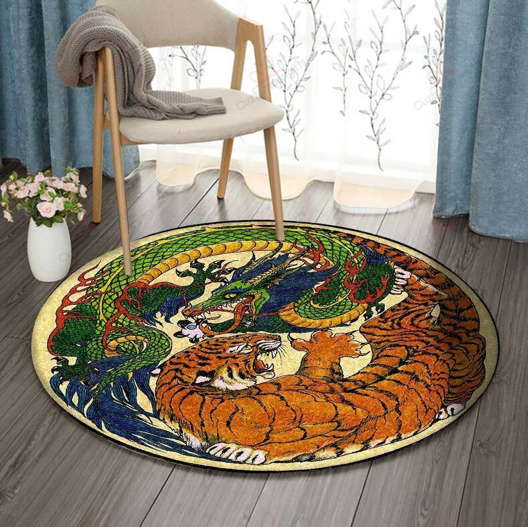 Dragon And Tiger Round Carpet Floor Rug Living Room Bedroom Decor Round Area Rug Carpet Dragon And Tiger Round Carpet Floor Rug Living Room Bedroom Decor Round Area Rug Carpet