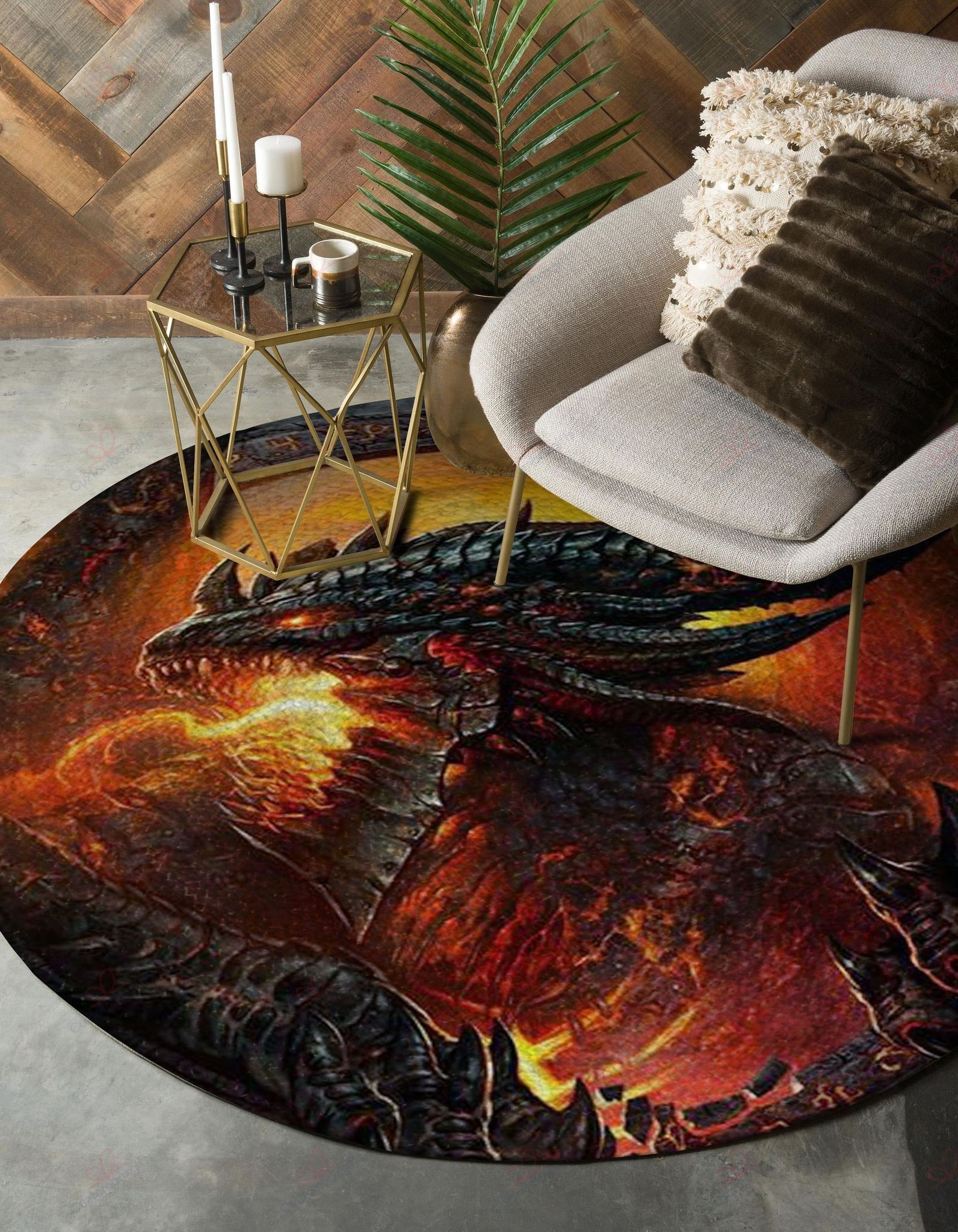 Dragon Blowing Fire Round Carpet Floor Rug Living Room Bedroom Decor Round Area Rug Carpet Dragon Blowing Fire Round Carpet Floor Rug Living Room Bedroom Decor Round Area Rug Carpet