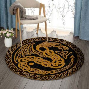 Dragon Celtic Pattern Round Carpet Floor Rug Living Room Bedroom Decor Round Area Rug Carpet