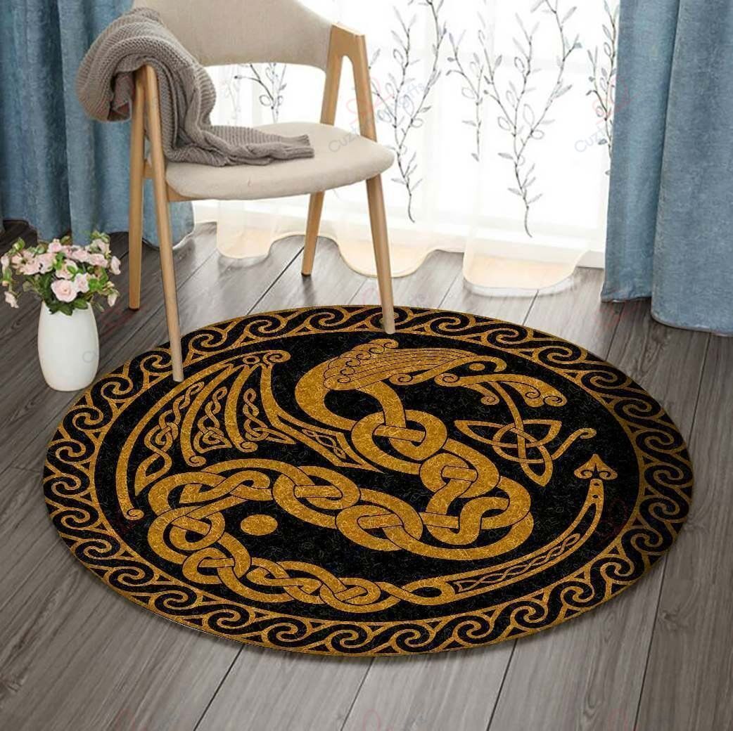 Dragon Celtic Pattern Round Carpet Floor Rug Living Room Bedroom Decor Round Area Rug Carpet Dragon Celtic Pattern Round Carpet Floor Rug Living Room Bedroom Decor Round Area Rug Carpet