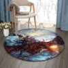 Dragon Knight Round Carpet Floor Rug Living Room Bedroom Decor Round Area Rug Carpet
