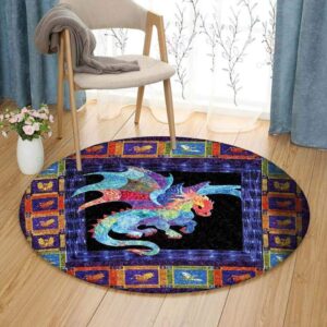 Dragon Painting Round Carpet Floor Rug Living Room Bedroom Decor Round Area Rug Carpet