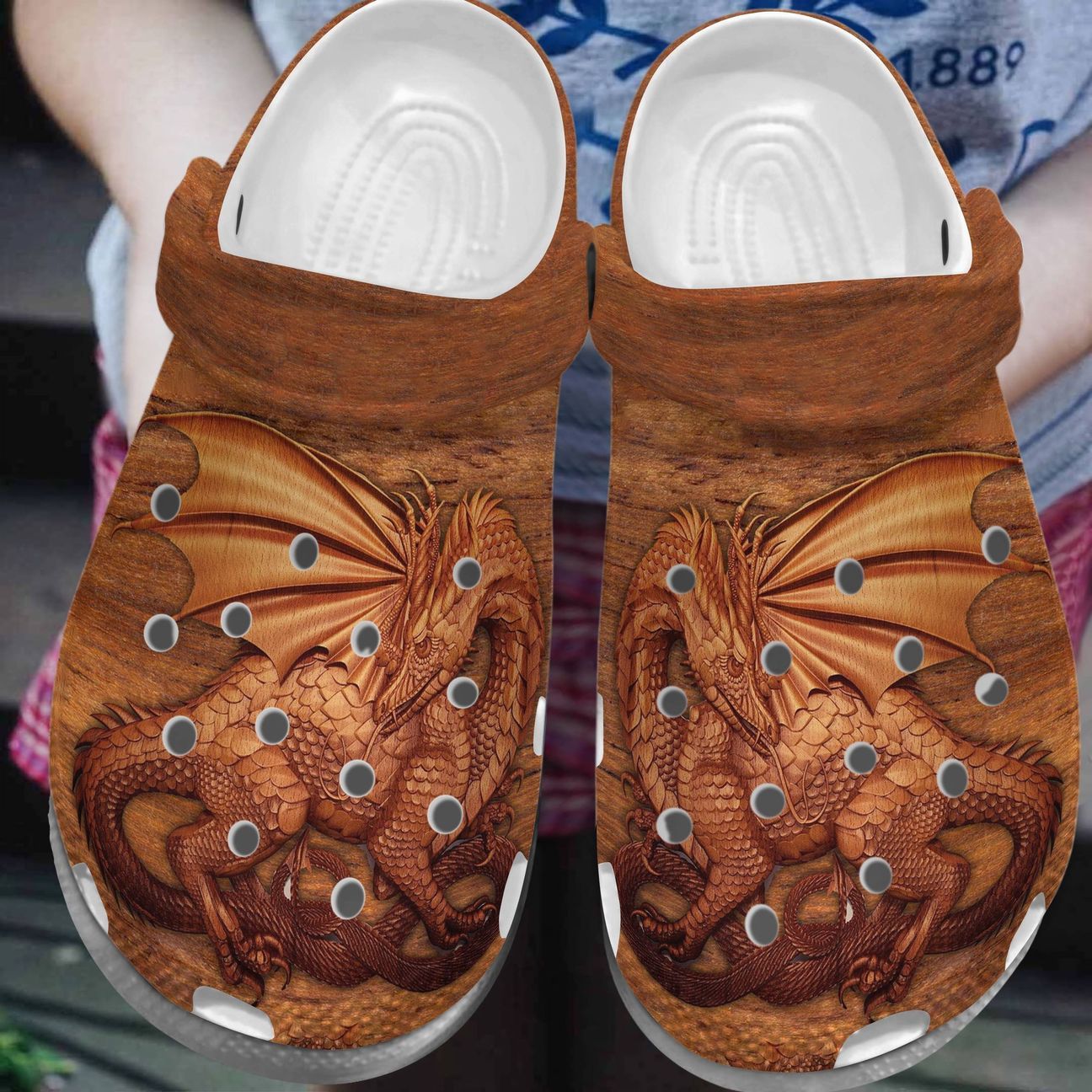 Dragon Personalize Clog Custom Crocs Fashionstyle Comfortable For Women Men Kid Print 3D Whitesole Wooden Dragon Dragon Personalize Clog Custom Crocs Fashionstyle Comfortable For Women Men Kid Print 3D Whitesole Wooden Dragon