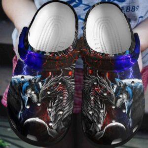 Dragon Personalized Clog Custom Crocs Comfortablefashion Style Comfortable For Women Men Kid Print 3D Dragon And Wolf
