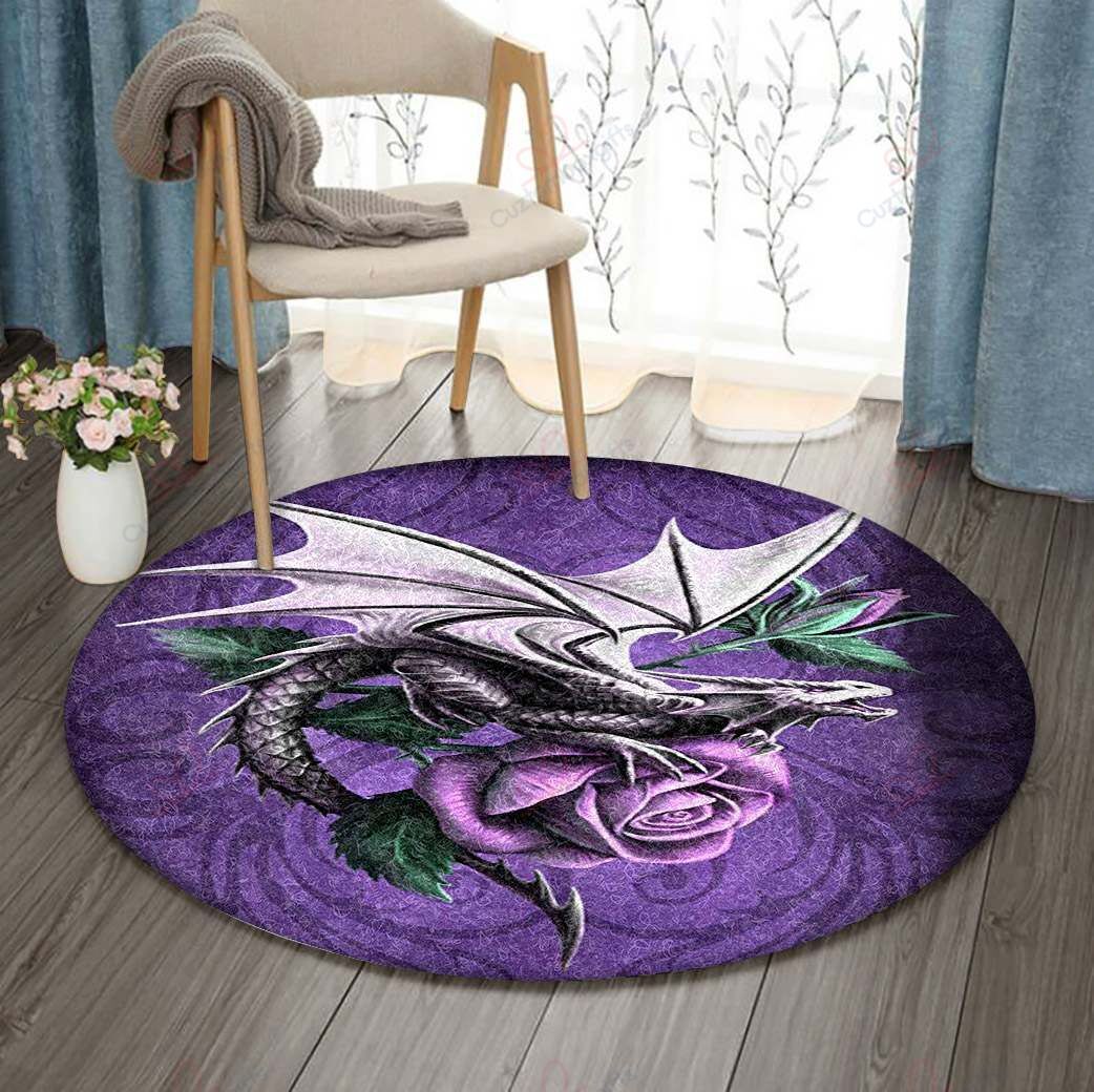 Dragon Rose Violet Round Carpet Floor Rug Living Room Bedroom Decor Round Area Rug Carpet Dragon Rose Violet Round Carpet Floor Rug Living Room Bedroom Decor Round Area Rug Carpet