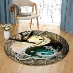 Dragon Yin Yang Round Carpet Floor Rug Living Room Bedroom Decor Round Area Rug Carpet