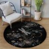 Dragonfly And Flower Round Carpet Floor Rug Living Room Bedroom Decor Round Area Rug Carpet