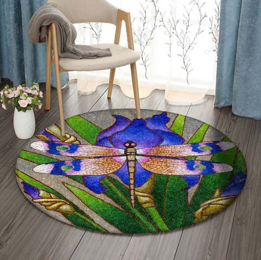 Dragonfly And Flowers Round Carpet Floor Rug Living Room Bedroom Decor Round Area Rug Carpet Dragonfly And Flowers Round Carpet Floor Rug Living Room Bedroom Decor Round Area Rug Carpet