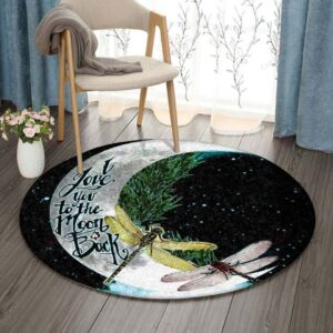 Dragonfly And Moon Round Carpet Floor Rug Living Room Bedroom Decor Round Area Rug Carpet