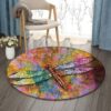 Dragonfly Round Carpet Floor Rug Living Room Bedroom Decor Round Area Rug Carpet