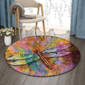 Dragonfly Round Carpet Floor Rug Living Room Bedroom Decor Round Area Rug Carpet