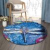 Dragonfly Round Carpet Floor Rug Living Room Bedroom Decor Round Area Rug Carpet