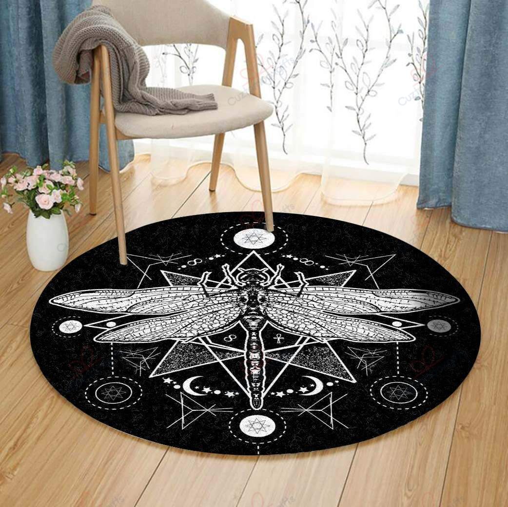 Dragonfly In Black Round Carpet Floor Rug Living Room Bedroom Decor Round Area Rug Carpet Dragonfly In Black Round Carpet Floor Rug Living Room Bedroom Decor Round Area Rug Carpet