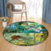 Dragonfly In Pond Round Carpet Floor Rug Living Room Bedroom Decor Round Area Rug Carpet