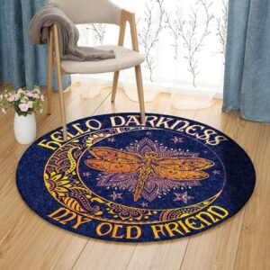 Dragonfly Moon Round Carpet Floor Rug Living Room Bedroom Decor Round Area Rug Carpet