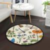 Dragonfly Nad Flowers Round Carpet Floor Rug Living Room Bedroom Decor Round Area Rug Carpet