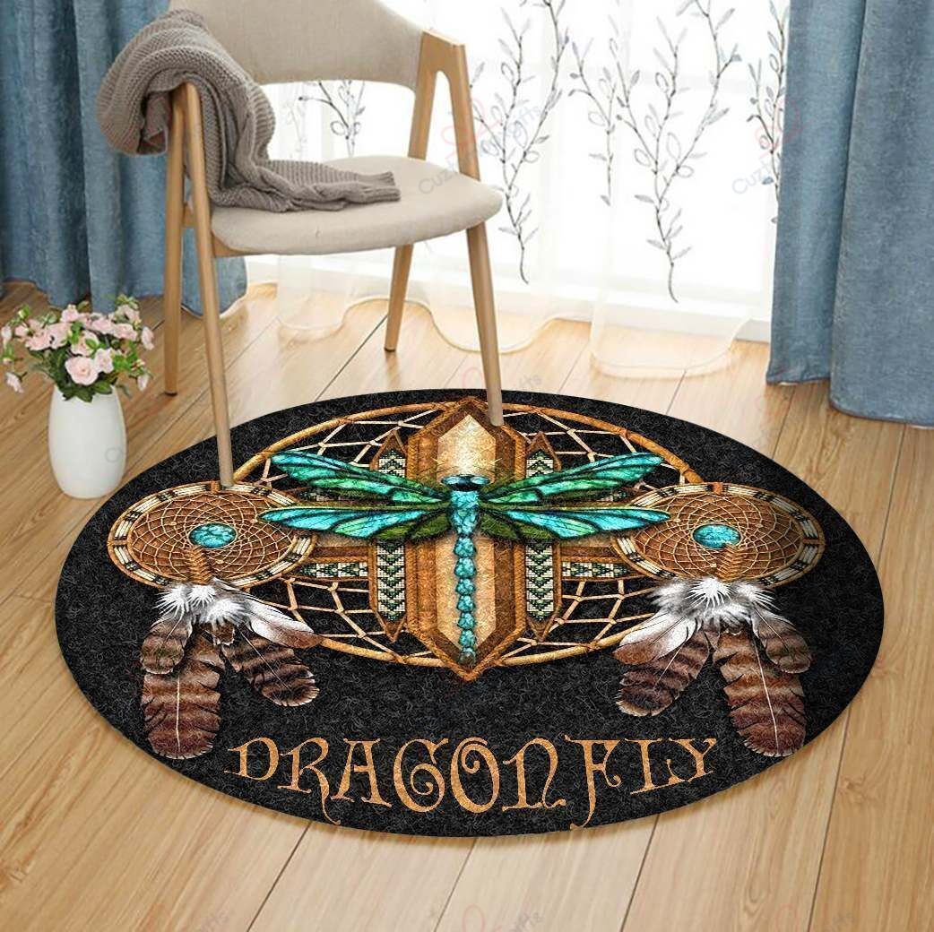Dragonfly Native Round Carpet Floor Rug Living Room Bedroom Decor Round Area Rug Carpet Dragonfly Native Round Carpet Floor Rug Living Room Bedroom Decor Round Area Rug Carpet