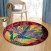 Dragonfly Painting 1 Round Carpet Floor Rug Living Room Bedroom Decor Round Area Rug Carpet